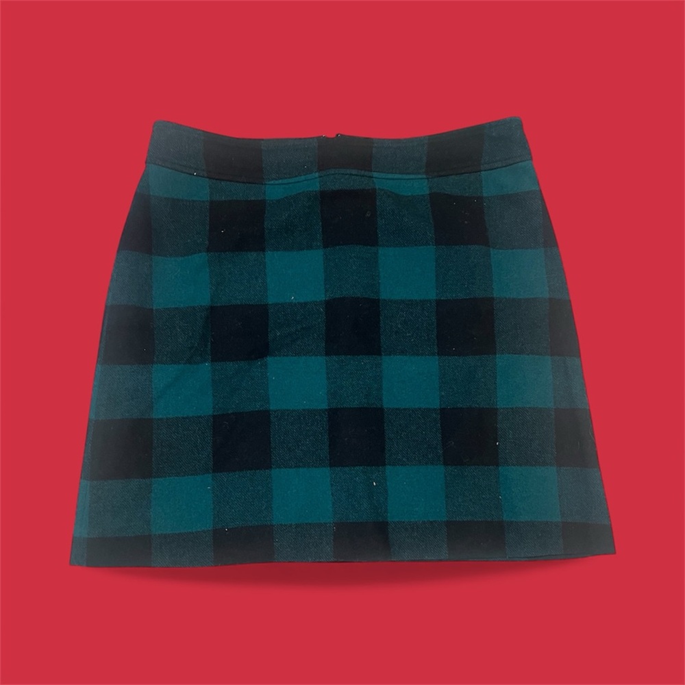J. Crew Green and Black Plaid Checkered Mini Skirt